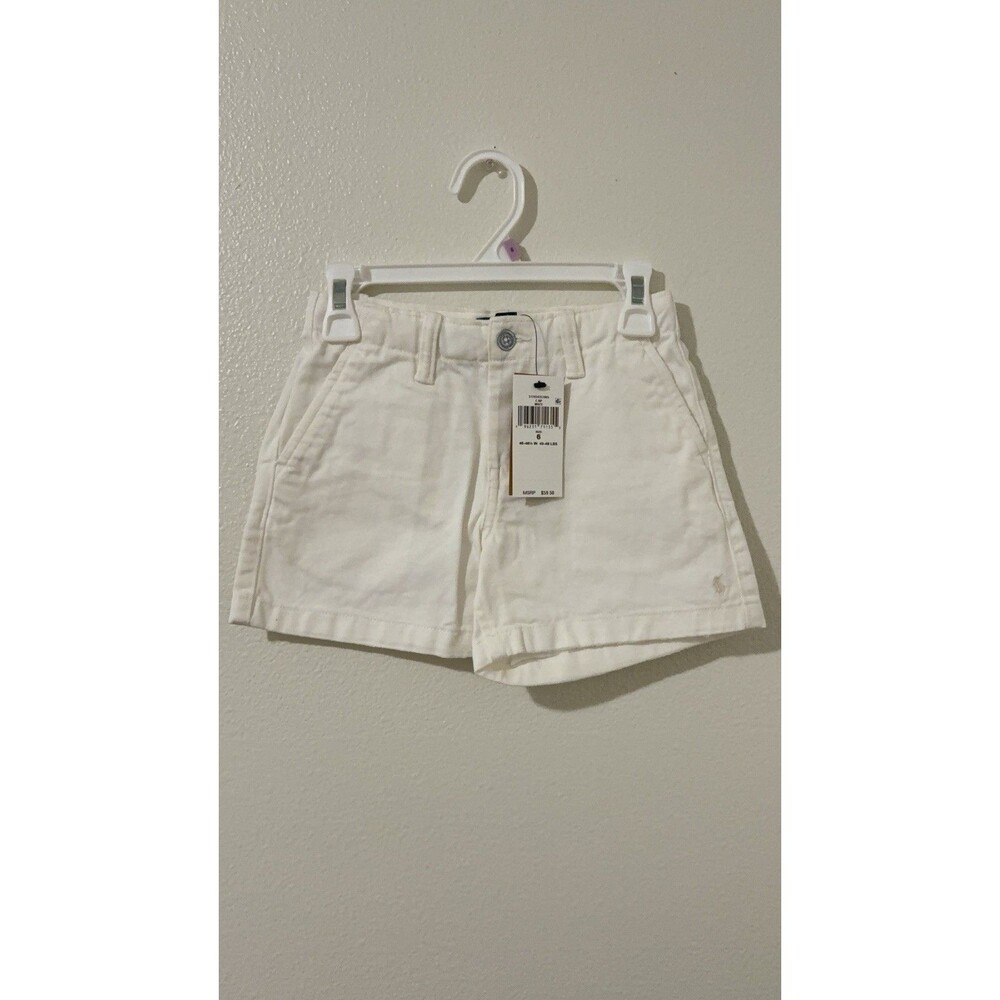 NWT Polo Ralph Lauren Girls White Chino Shorts Size 6 Cotton Twill Pony Logo